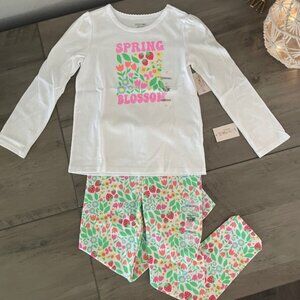 NEW 2Pc 5T Girls Spring Blossom Shirt & Pants Outfit